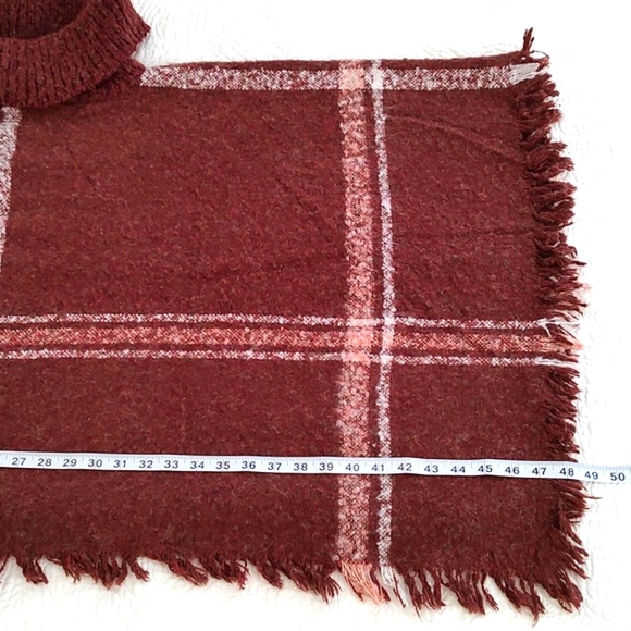 World Market Plaid Knit Cowl Neck Poncho Blanket Cape - Picture 4 of 10
